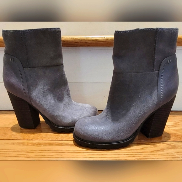 Sam Edelman Franklin Ankle Boots Gray‎ Suede & Leather Size 7M - Picture 1 of 9